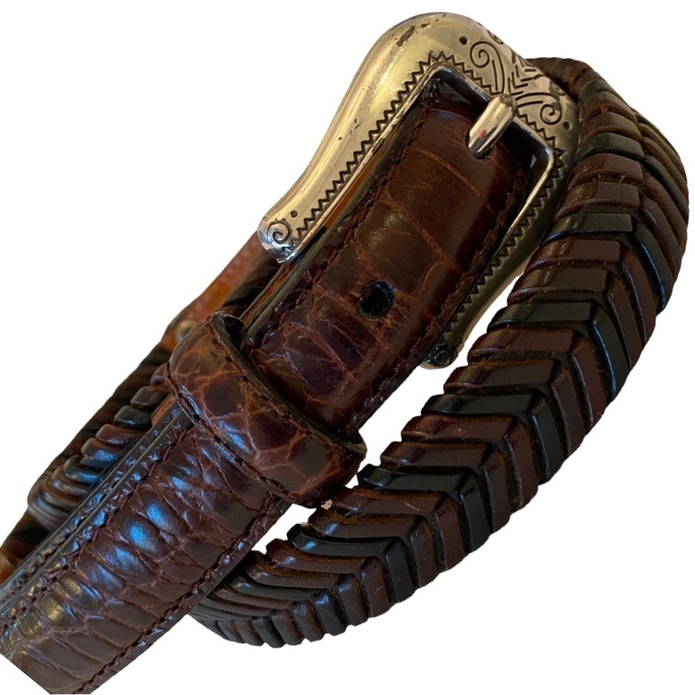 Vintage Brighton Y2K Chevron Braided Leather Belt